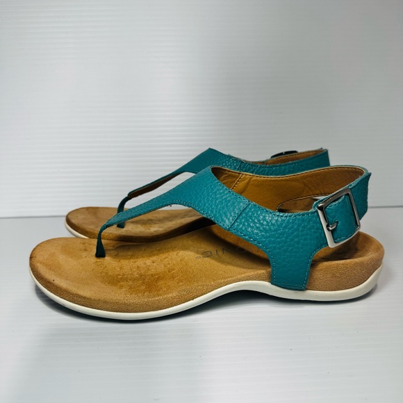Vionic Terra Women's Teal Leather Sandals Size 7.5 - Picture 3 of 13